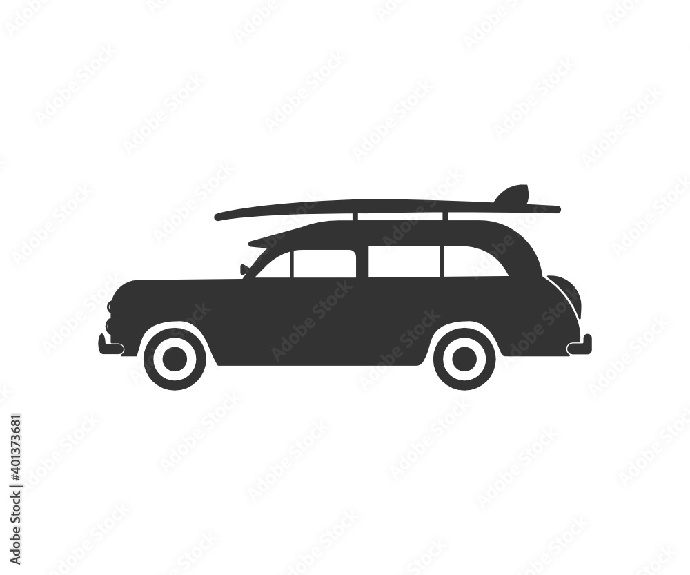 Surfer car sign symbol icon printable vector  design
