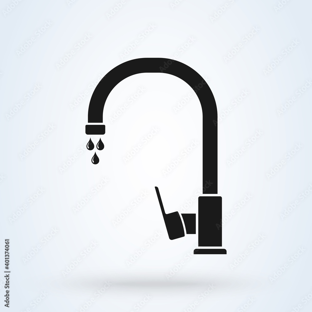 Water tap with drop icon or logo. faucet concept. Dripping tap with ...