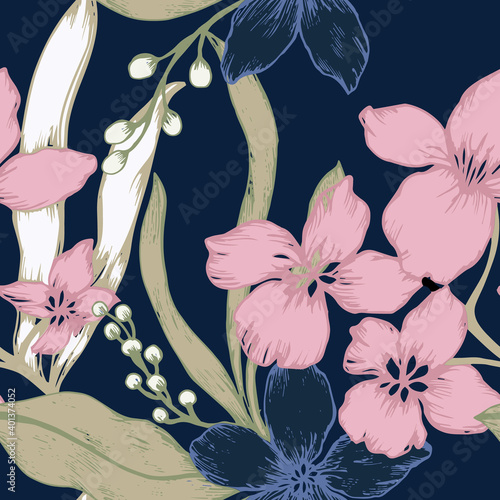 Beautiful seamless floral pattern background.