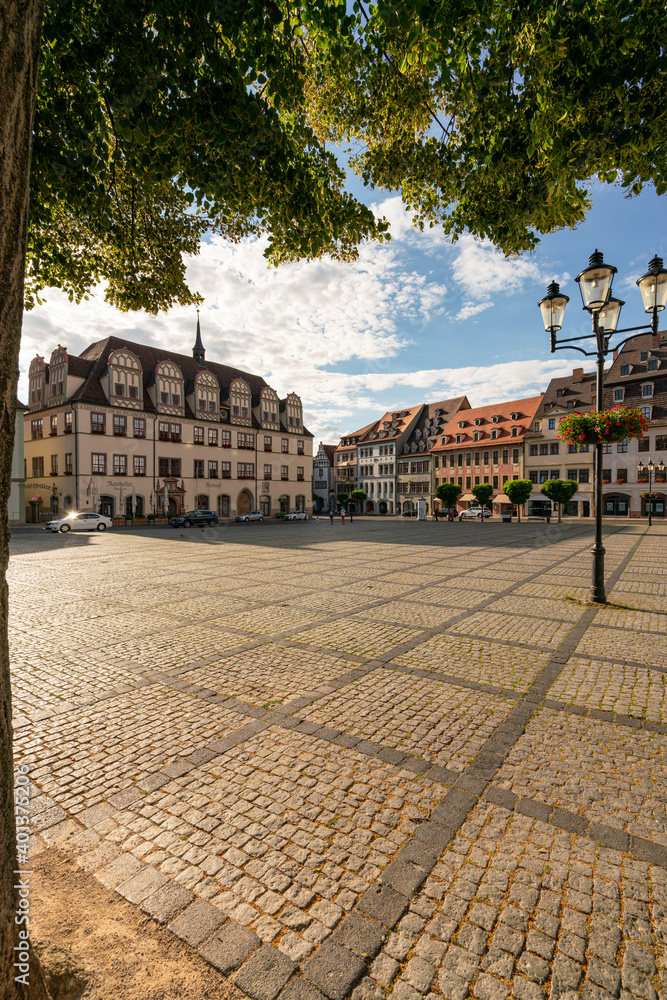 Das Renaissance-Rathaus am Marktplatz in Naumburg/Saale an der Straße der Romanik, Burgenlandkreis, Sachsen-Anhalt, Deutschland