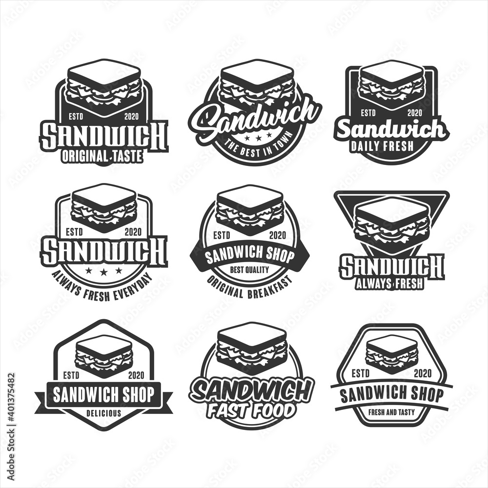 Sandwich shop badge vector design collection Sandwich shop badge vector design collection