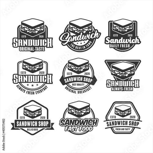Sandwich shop badge vector design collection