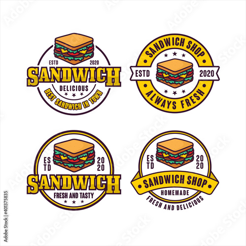 Sandwich shop badge vector design logo collection