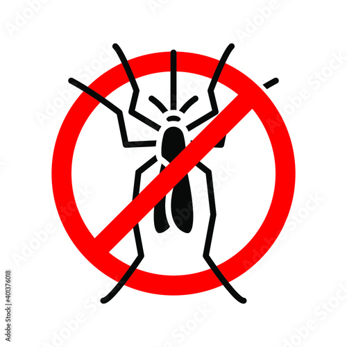 No mosquito icon. midge icon. Symbol with gnat warning danger. animals sign. vector illustration