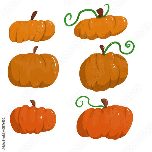 Set pumpkin New icon art illustration design. New simple popular cartoon game and children book style.