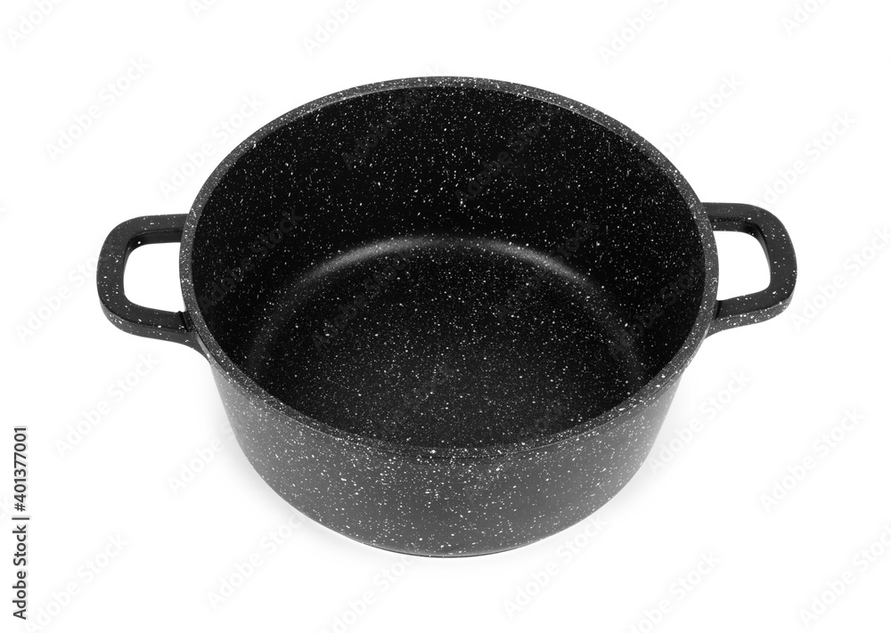 Stainless steel pot non-stick, white background Stainless steel pot non-stick, white background