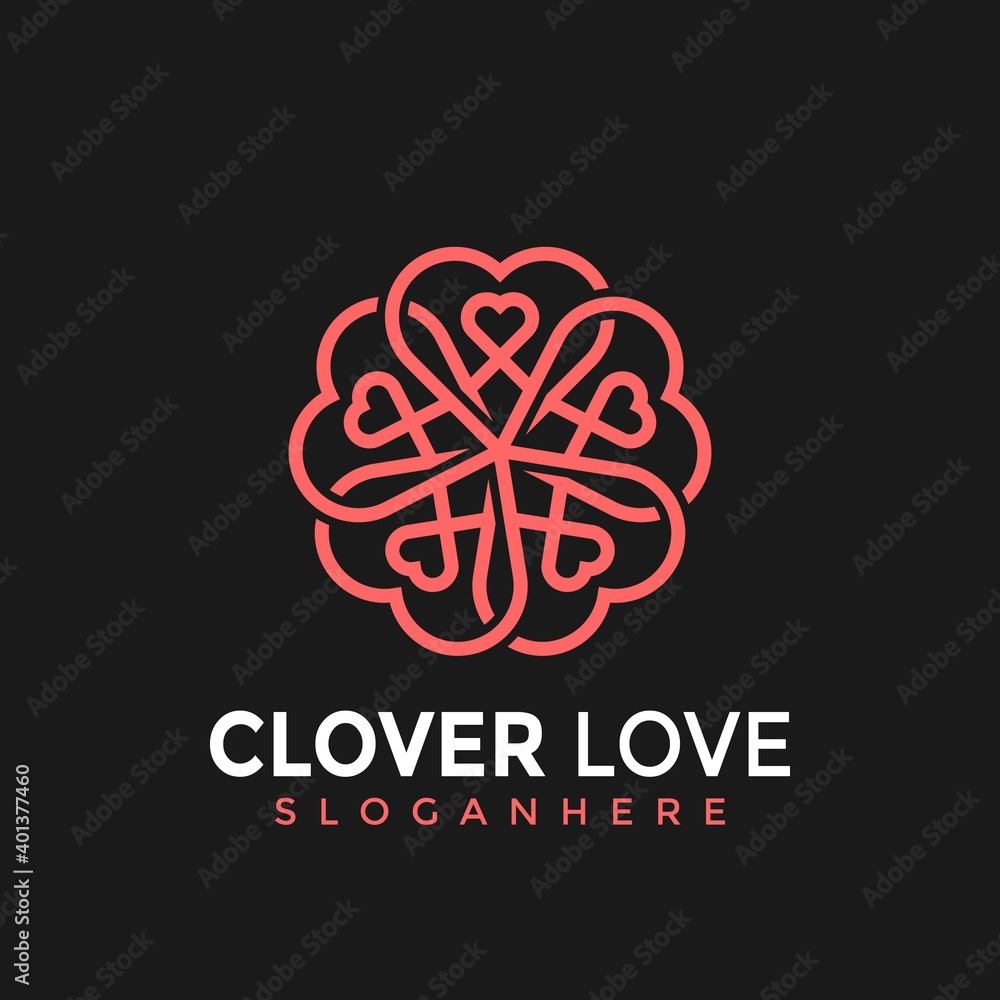 Clover Love Flower Modern Logo Icon Design Vector Illustration Clover Love Flower Modern Logo Icon Design Vector Illustration