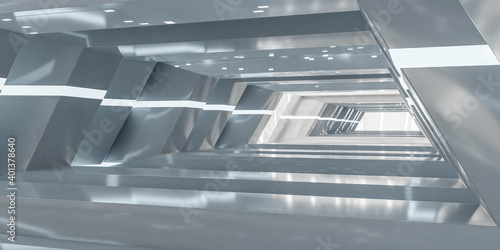 modern futuristic technology abstract building interior 3d render illustration