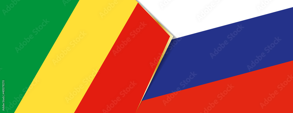 Congo and Russia flags, two vector flags.