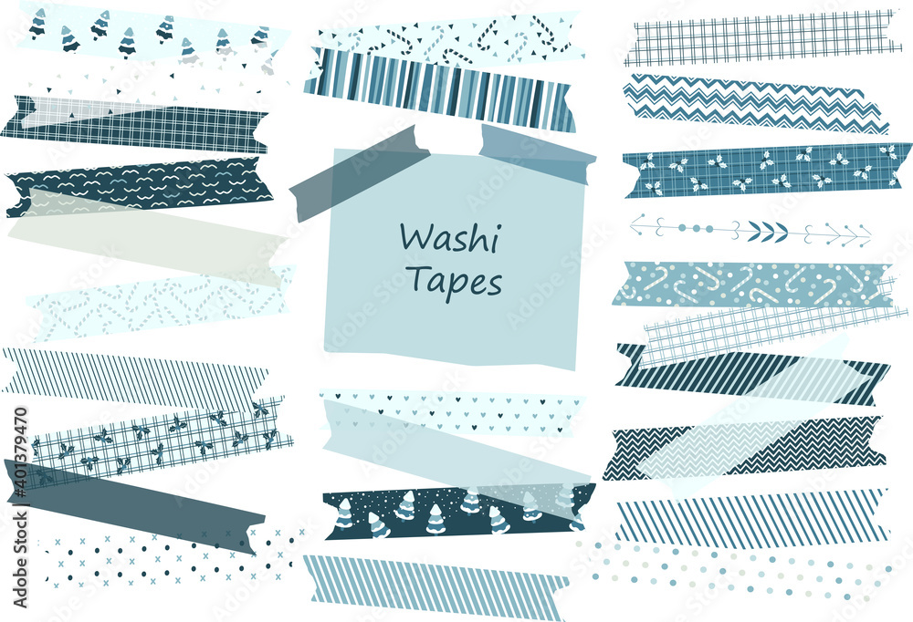Set of winter washi tape Stock Vector