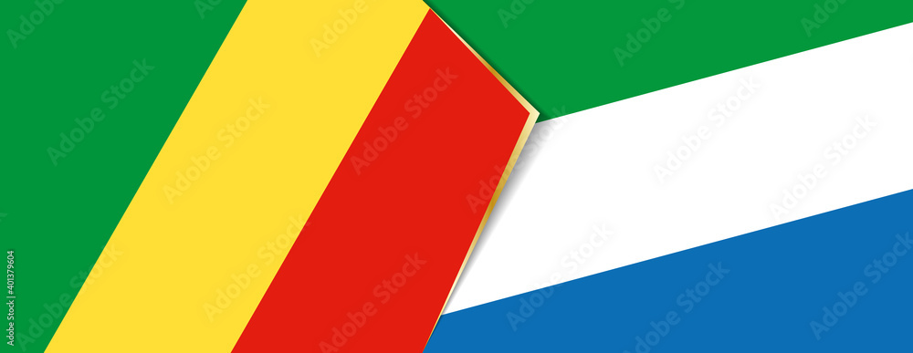 Congo and Sierra Leone flags, two vector flags. Congo and Sierra Leone flags, two vector flags.