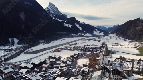 Village with an airport, Saanen, Switzerland. 