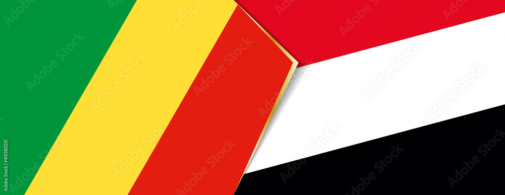 Congo and Yemen flags, two vector flags. Congo and Yemen flags, two vector flags.