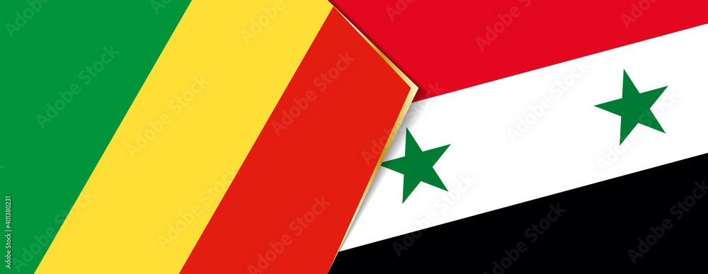 Congo and Syria flags, two vector flags. Congo and Syria flags, two vector flags.