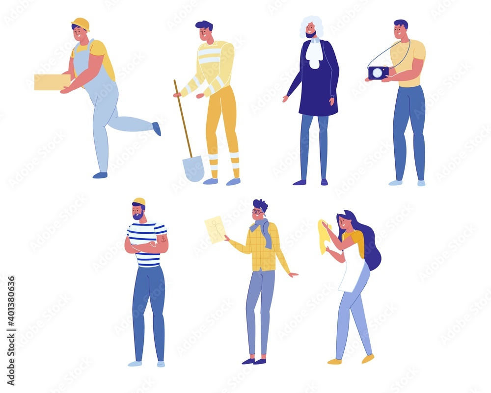 Professional Activities Set on White Background. Professional Activities Set on White Background.