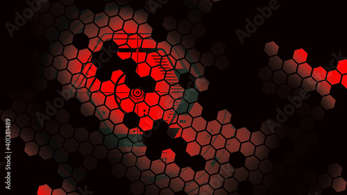 Popular Black Hexagon Wallpaper new art illustration cover red design.