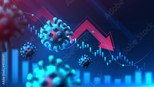 Global Financial crisis from virus pandemic graphic concept suitable for financial investment or Economic webpage, banner, presentation, Vector illustration