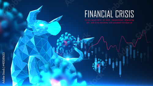Bullish with mask fight against financial crisis from virus pandemic graphic concept suitable for financial investment or Economic background