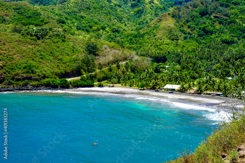 French Polynesia, Marquesas Archipelago, Hiva Oa Island, Hanatekuua beach