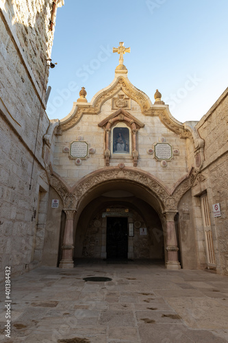 The facade of Milk Grotto Church in Bethlehem in the Palestinian Authority, Israel © svarshik