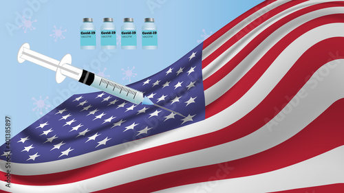 vaccinations in the United States Business Presentation Vector Template Used For Decoration, Advertising Design, Website Or Publication, Banner And Poster, Cover And Brochure, Flyer