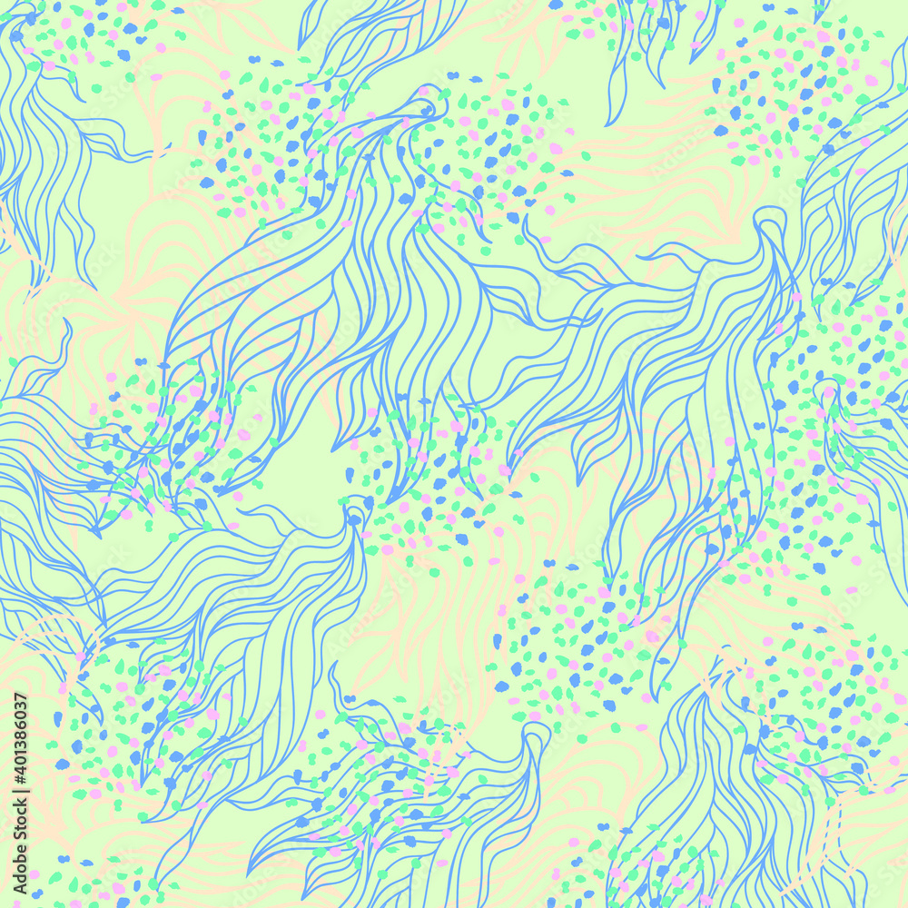 abstract light green and blue doodle art pattern with shape and texture futuristic liquid colorful splash overlay.