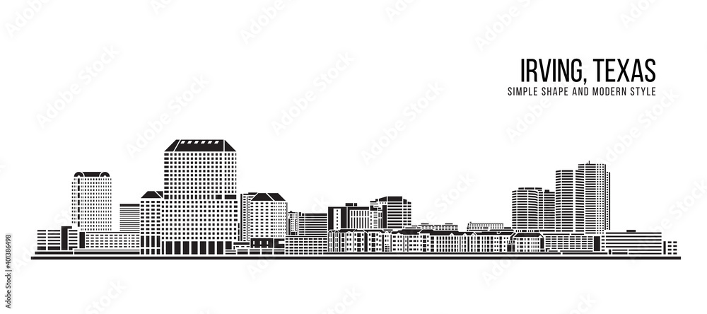 Cityscape Building Abstract Simple shape and modern style art Vector design - Irving city, Texas
