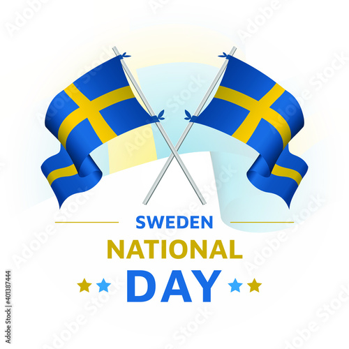 Crossed Sweden flags poles. template for independence day, National day poster design. vector illustration EPS 10