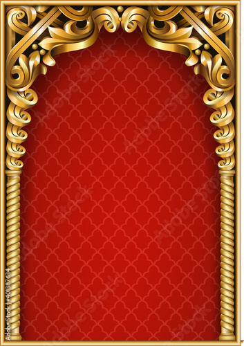 Gold classic frame of the rococo baroque