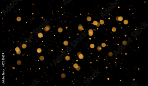 Dark abstract background with bokeh lights and stars
