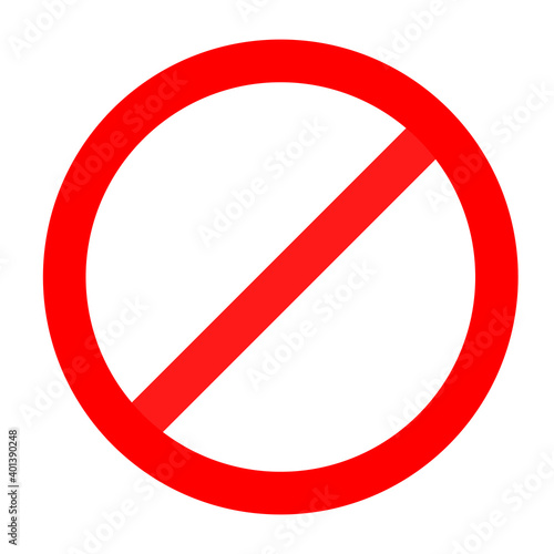 Red prohibition sign on white background