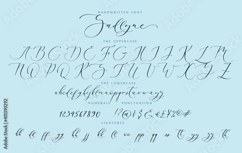 Handwritten script cursive calligraphy playful font vector alphabet set Sadlyne