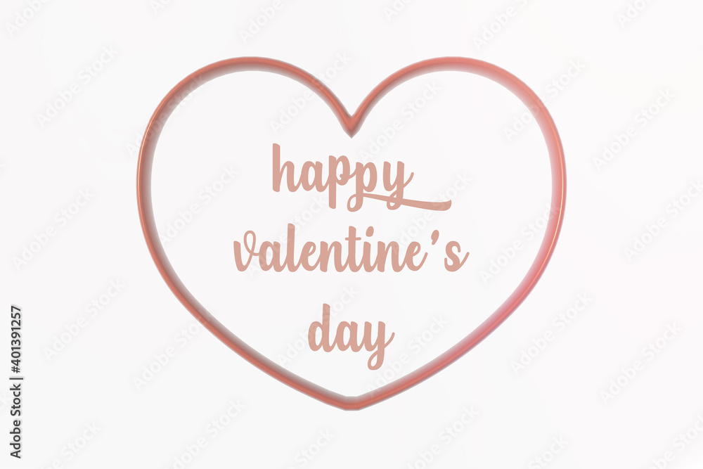 red heart frame 3D representation. written happy valentine's day red heart frame 3D representation. written happy valentine's day
