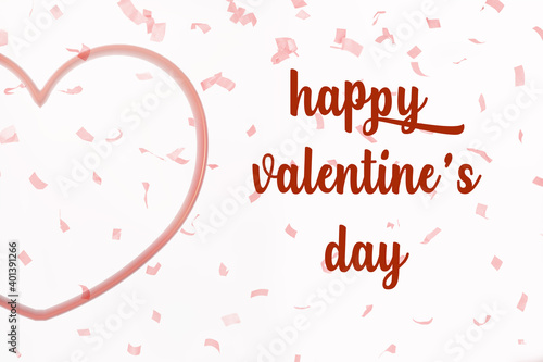 red heart frame 3D representation. written happy valentine s day