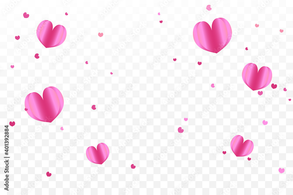 Paper Heart Falling Isolated On Background. Valentines Day And Wedding. Decoration. Vector