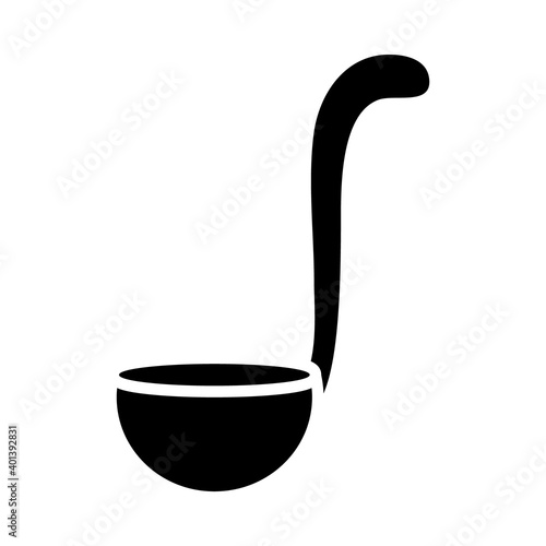 kitchen elements design, ladle icon, silhouette style