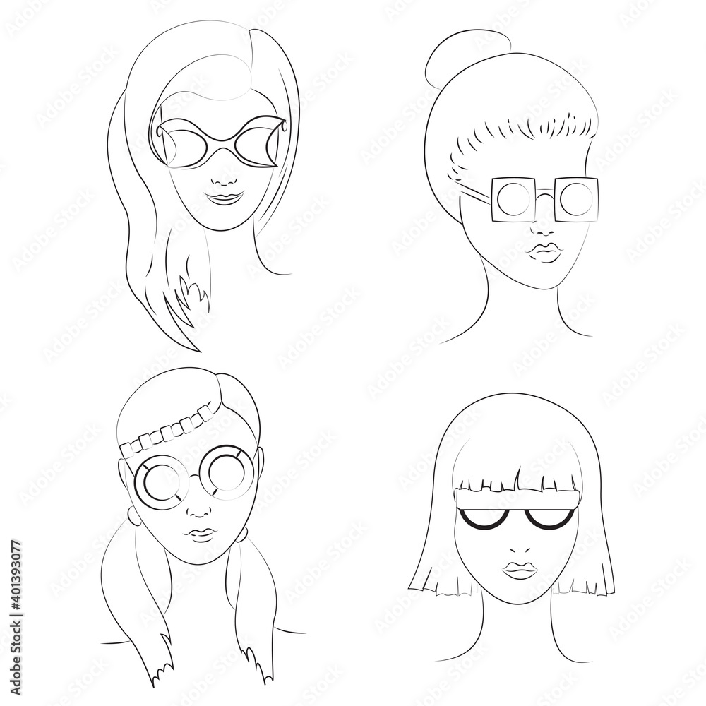 girls in sunglasses illustration for women's magazine summer style girl hairstyle Print girls in sunglasses illustration for women's magazine summer style girl hairstyle Print