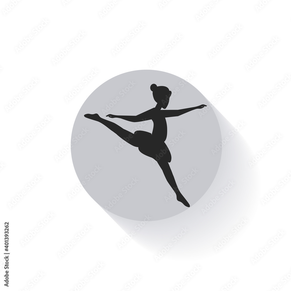 Gymnast. Ballerina. Sports sign. A popular sport of physical education. Black white gray drawing in doodle style. The theme is used for sports. Collage, sticker, emblem, icon, button Gymnast. Ballerina. Sports sign. A popular sport of physical education. Black white gray drawing in doodle style. The theme is used for sports. Collage, sticker, emblem, icon, button