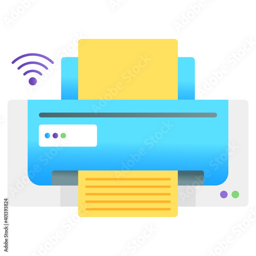 
Flat  gradient vector design of a wireless printer, gradient style
