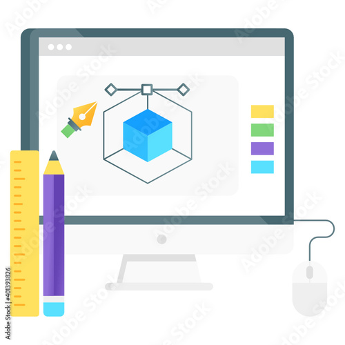 
Gradient flat vector icon of 3d modelling 
