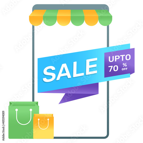 
Mcommerce discount app, gradient vector of sale banner 
