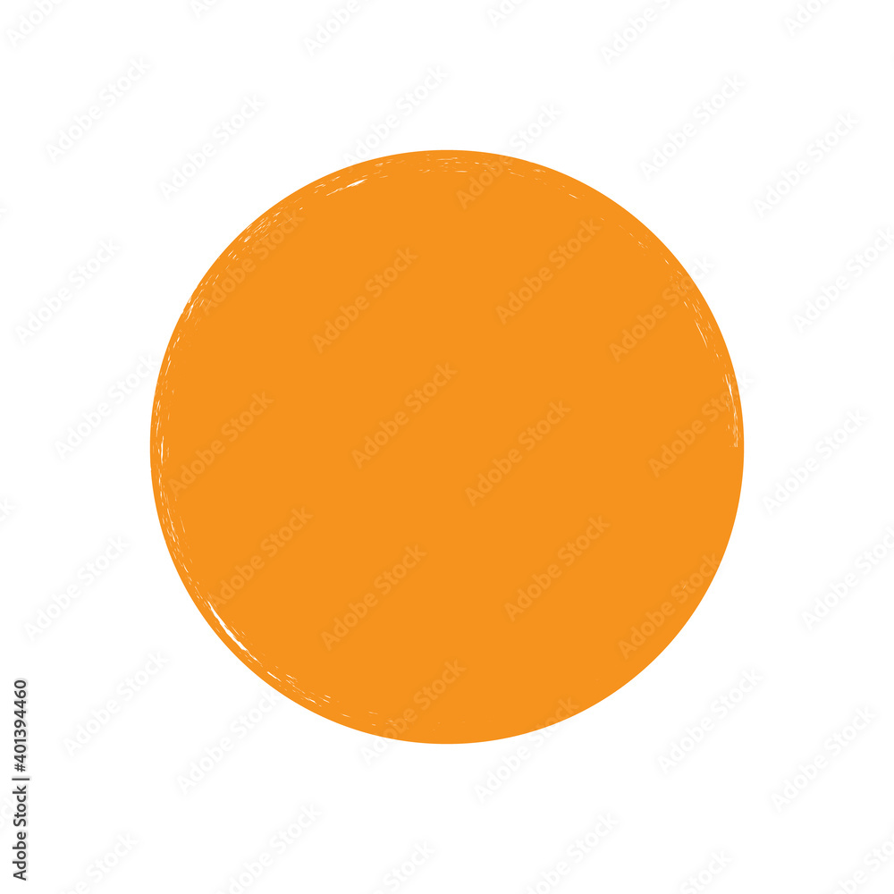 Orange Ink Paint Brush Circle Isolated On White Background. Vector
