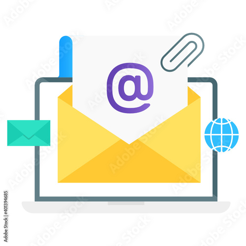 
Email attachment conceptual icon in modern gradient style, 
