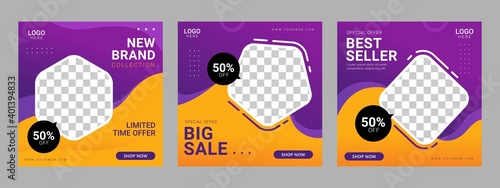 Social media post square banner template for fitness studio promotion digital marketing