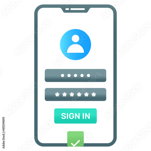 
Conceptual icon of mobile user, your account in gradient design 
