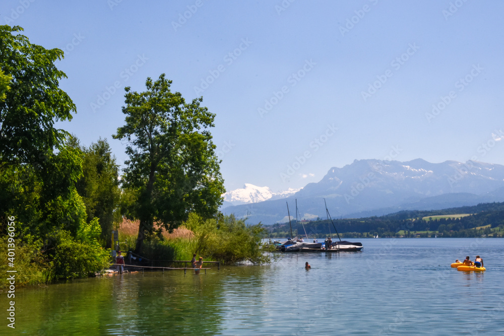Sursee, alpine lake in canton Lucerne, central Switzerland