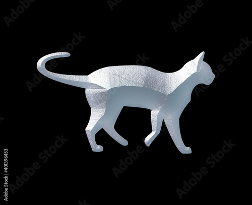 Cat Kitten Logo Icon White Stone Sculpture Illustration