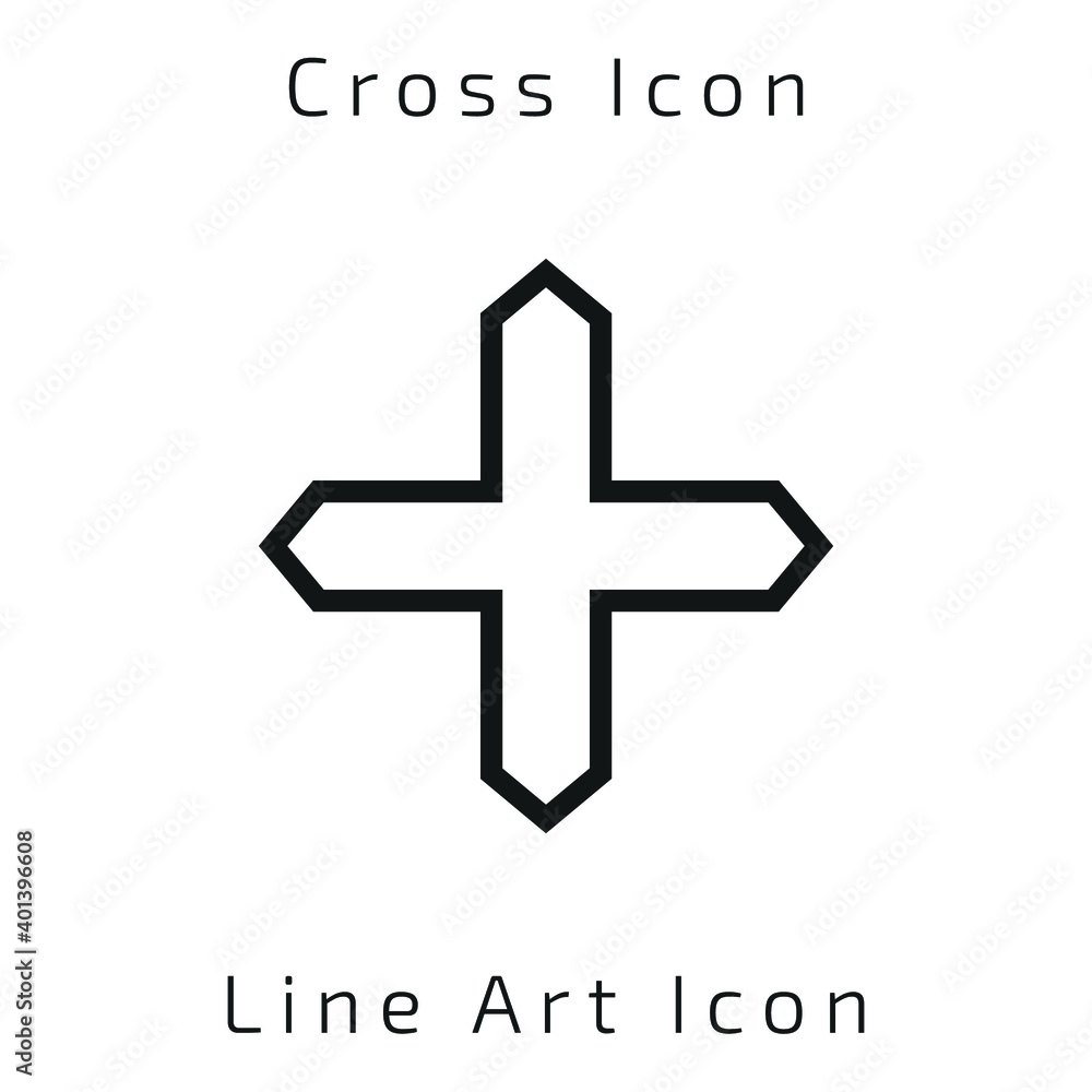 Obraz premium Line Art Christian Cross Icon Icon Using For Your Presentation, Website And Application