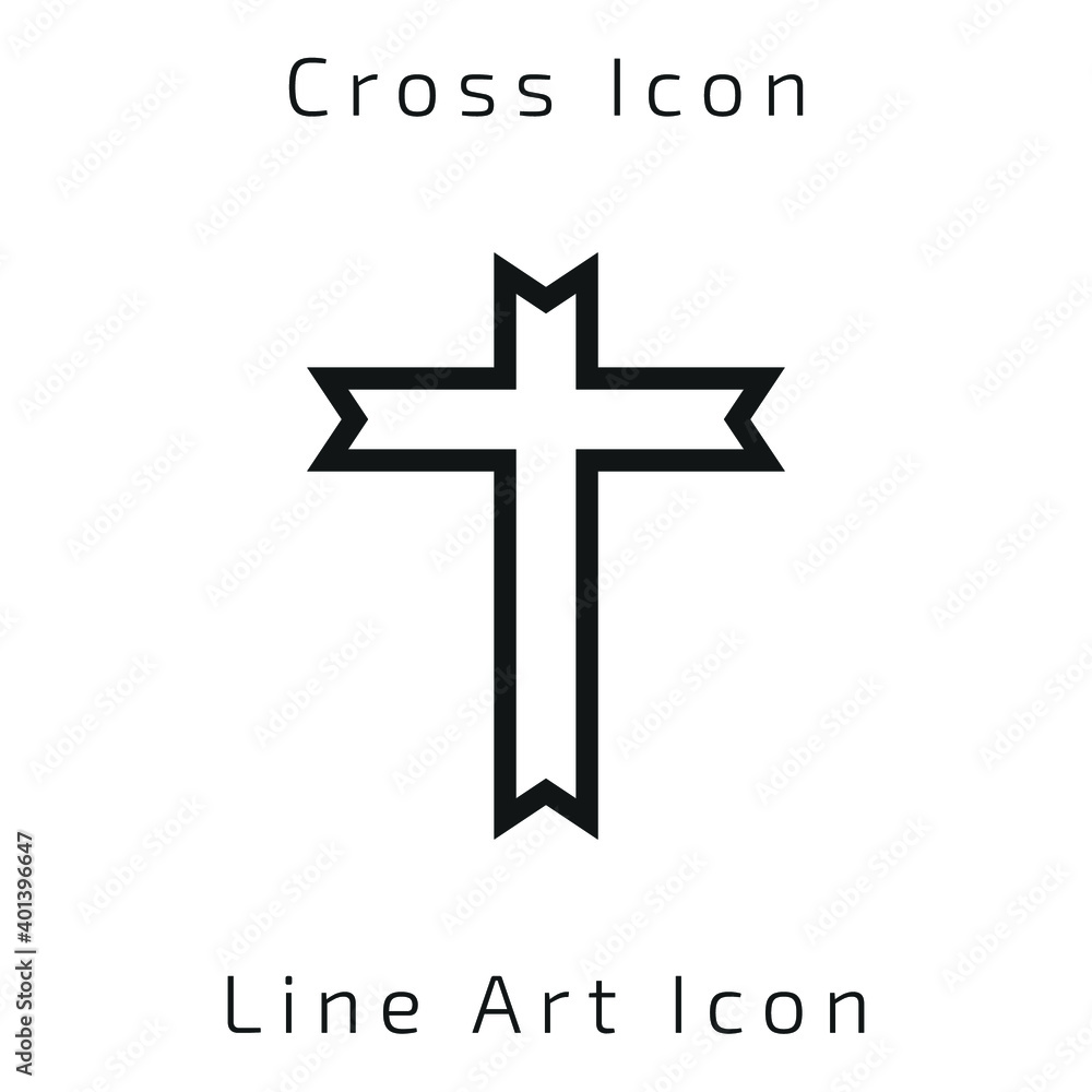 Line Art Christian Cross Icon Icon Using For Your Presentation, Website And Application