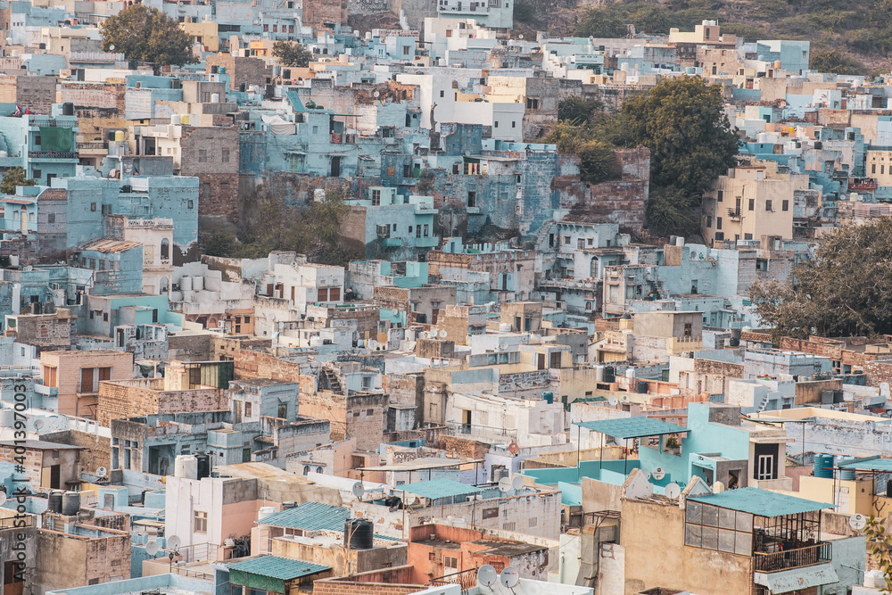 Aerial view of the Blue City Jodhpur,  India